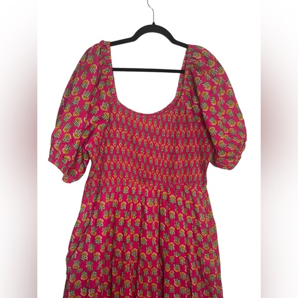 LEA Smocked Cotton Floral Maxi Dress Lightweight Flowy 1X - Picture 3 of 12